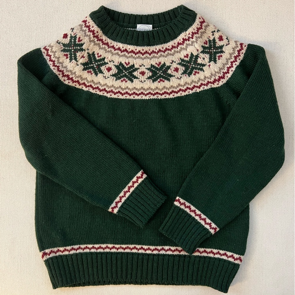 Pepa London - Classic Fair Isle Merino Wool Sweater in Green 5Y Boys